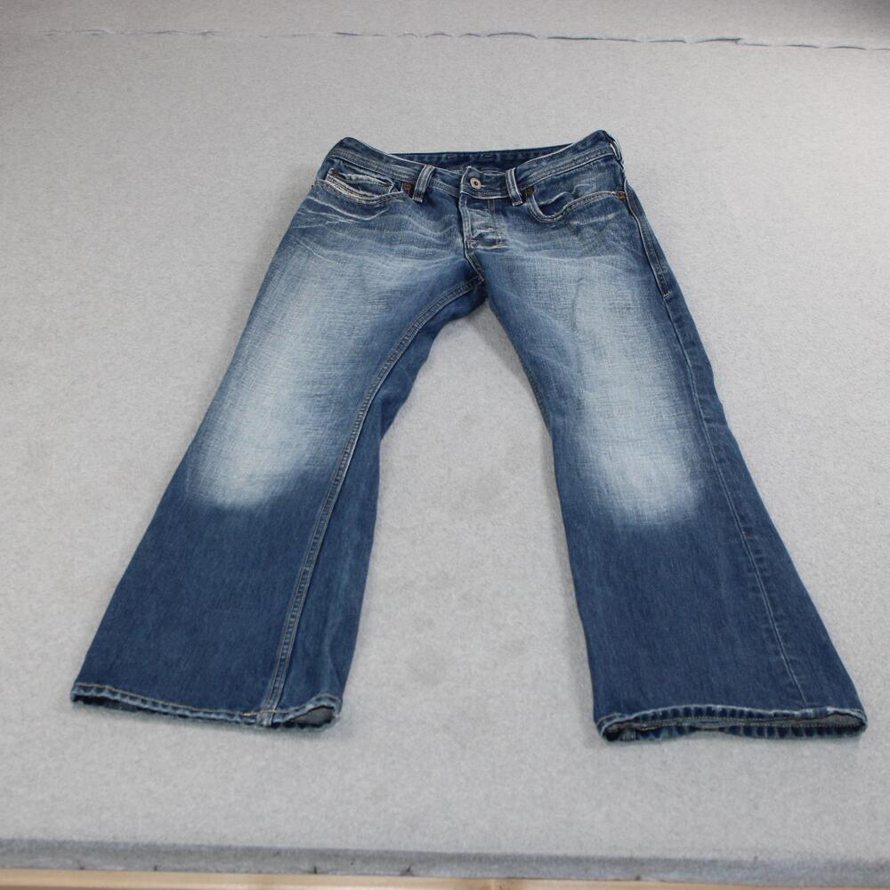 Vintage Diesel Zathan Jeans Mens 27x30 Blue Bootcut Denim Buttonfly Italy Y2K